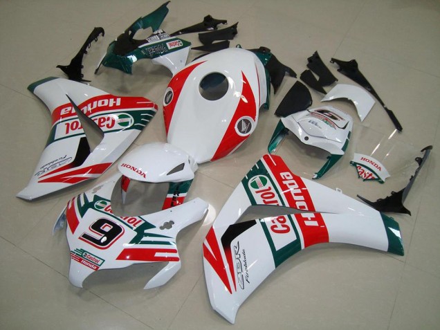 Billige Honda CBR1000RR Motorrad Verkleidung 2008-2011 - Weiss Rot Dunkel Grun Castrol No 9