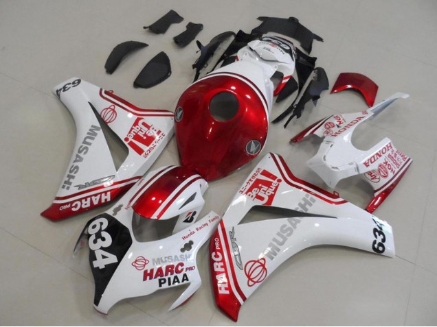 Billige Honda CBR1000RR Motorrad Verkleidung 2008-2011 - Weiss Rot Schwarz HARC Pro PIAA 634
