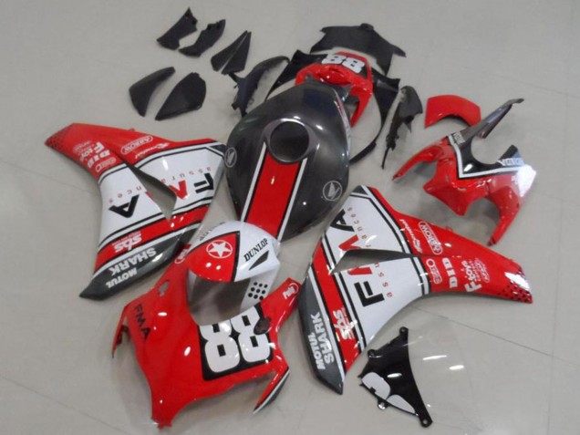 Billige Honda CBR1000RR Motorrad Verkleidung 2008-2011 - Weiss Rot Matt Schwarz Dunlop Fiamm 88
