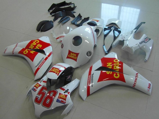 Billige Honda CBR1000RR Motorrad Verkleidung 2008-2011 - Weiss Rot Gelb San Carlo 58