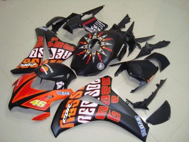 Billige Honda CBR1000RR Motorrad Verkleidung 2008-2011 - Matt Schwarz Orange Rossi Repsol 46