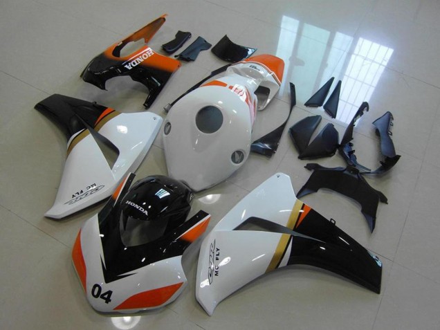 Billige Honda CBR1000RR Motorrad Verkleidung 2008-2011 - Weiss Orange Glanzendes Schwarz Rennen