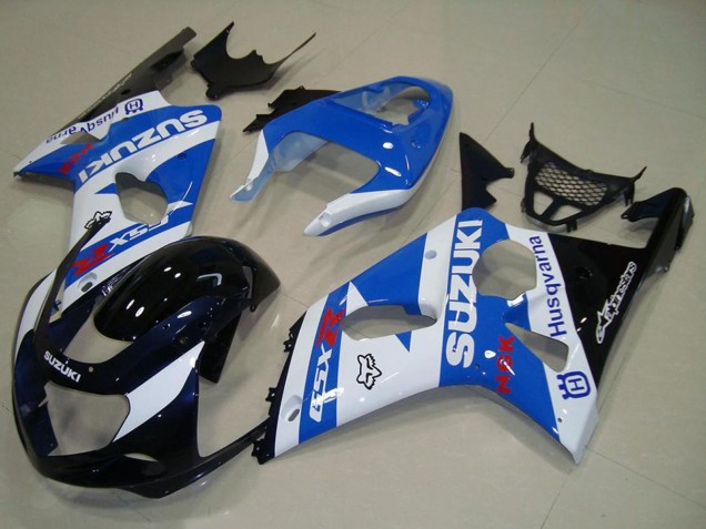 Billige Suzuki GSXR 1000 Motorrad Verkleidung 2000-2002 - Weiss Blau Glanzendes Schwarz