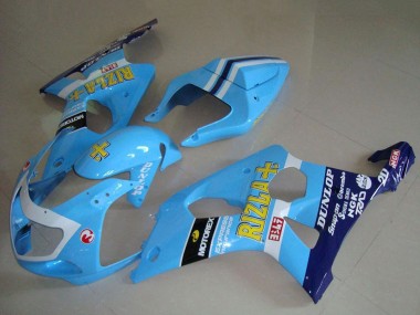 Billige Suzuki GSXR 1000 Motorrad Verkleidung 2000-2002 - Hellblau Gelb Schwarz Weiss Gelb Rizla