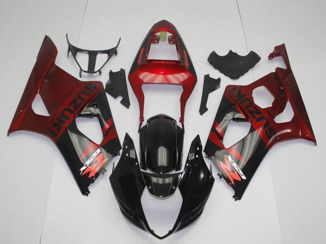 Billige Suzuki GSXR 1000 Motorrad Verkleidung 2003-2004 - Rot Glanzendes Schwarz