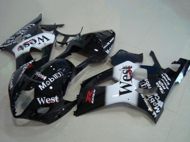 Billige Suzuki GSXR 1000 Motorrad Verkleidung 2003-2004 - Glanzendes Schwarz Weiss West Rot