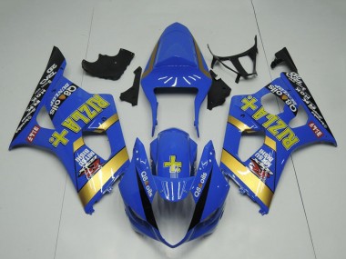 Billige Suzuki GSXR 1000 Motorrad Verkleidung 2003-2004 - Blau Gold Schwarz Rizla