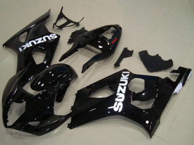 Billige Suzuki GSXR 1000 Motorrad Verkleidung 2003-2004 - Glanzendes Schwarz Weiss Aufkleber