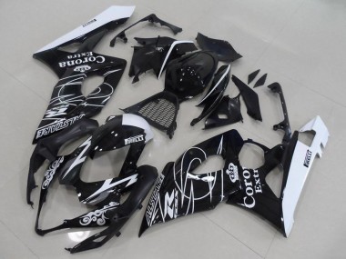 Billige Suzuki GSXR 1000 Motorrad Verkleidung 2005-2006 - Glanzendes Schwarz Weiss Corona