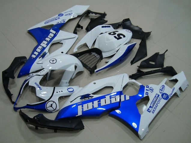 Billige Suzuki GSXR 1000 Motorrad Verkleidung 2005-2006 - Weiss Blau Jordan 59