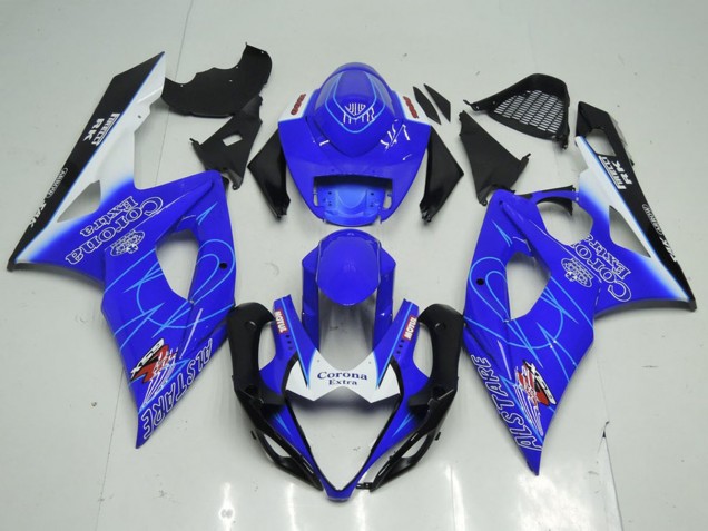 Billige Suzuki GSXR 1000 Motorrad Verkleidung 2005-2006 - Blau Weiss Schwarz Corona