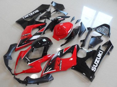 Billige Suzuki GSXR 1000 Motorrad Verkleidung 2005-2006 - Rot Glanzendes Schwarz OEM Stil