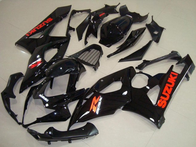 Billige Suzuki GSXR 1000 Motorrad Verkleidung 2005-2006 - Glanzendes Schwarz Rot Aufkleber
