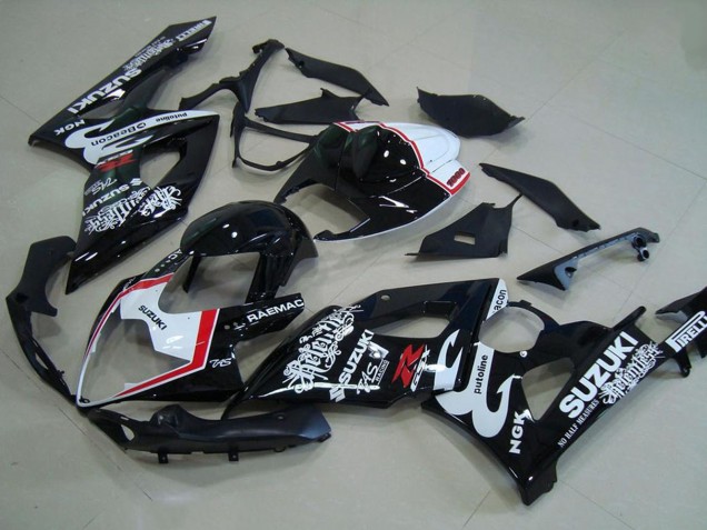 Billige Suzuki GSXR 1000 Motorrad Verkleidung 2005-2006 - Glanzendes Schwarz Weiss Rot Relentless