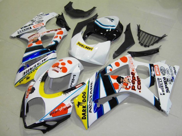 Billige Suzuki GSXR 1000 Motorrad Verkleidung 2007-2008 - Weiss Rot Gelb Blau Schwarz Pepe Phone