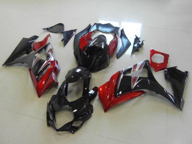 Billige Suzuki GSXR 1000 Motorrad Verkleidung 2007-2008 - Rot Glanzendes Schwarz Kein Aufkleber