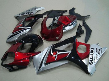 Billige Suzuki GSXR 1000 Motorrad Verkleidung 2007-2008 - Rot Silber Glanzendes Schwarz