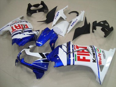 Billige Kawasaki ZX250R Motorrad Verkleidung 2008-2012 - Weiss Blau Rot Fiat