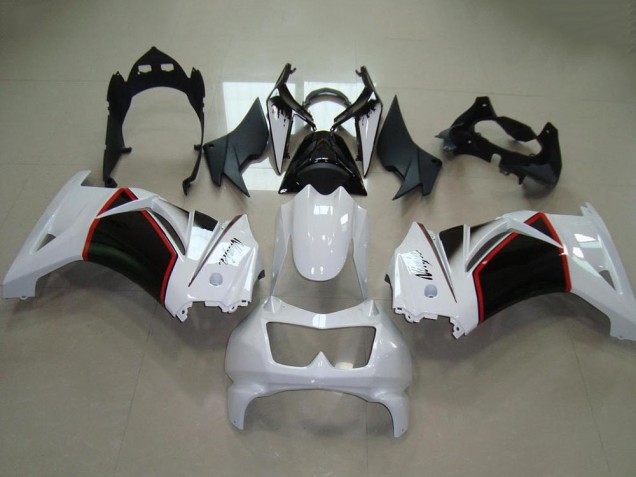 Billige Kawasaki ZX250R Motorrad Verkleidung 2008-2012 - Weiss Rot Glanzendes Schwarz