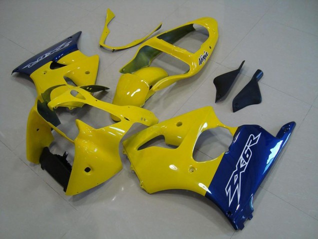 Billige Kawasaki ZX6R Motorrad Verkleidung 2000-2002 - Gelb Blau