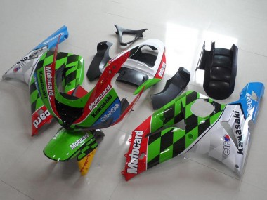 Billige Kawasaki ZX6R Motorrad Verkleidung 2003-2004 - Weiss Rot Grun Blau Schwarz Motocard