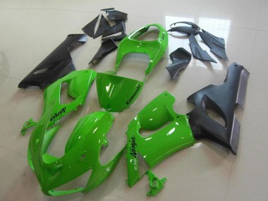 Billige Kawasaki ZX6R Motorrad Verkleidung 2005-2006 - Grun Matt Schwarz