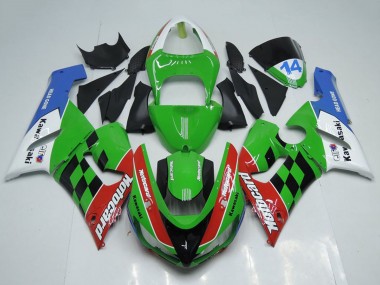 Billige Kawasaki ZX6R Motorrad Verkleidung 2005-2006 - Weiss Grun Rot Blau Schwarz Motocard