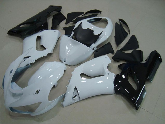 Billige Kawasaki ZX6R Motorrad Verkleidung 2005-2006 - Weiss Schwarz