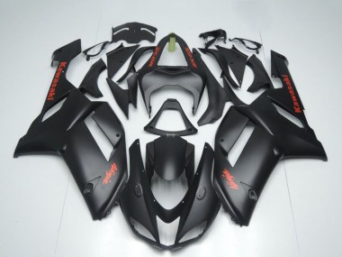 Billige Kawasaki ZX6R Motorrad Verkleidung 2007-2008 - Matt Schwarz mit Rot Aufkleber