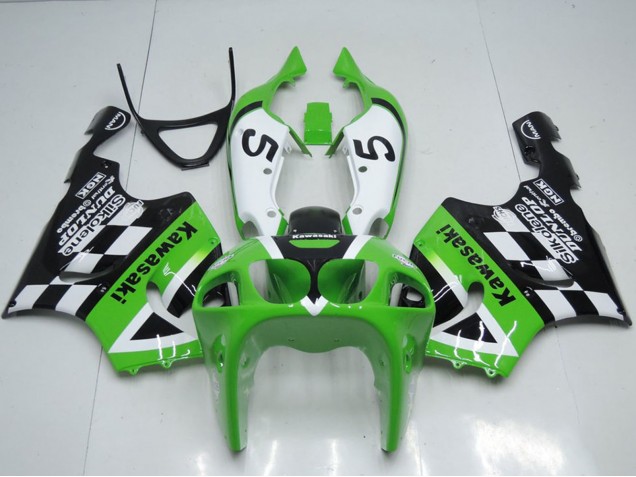 Billige Kawasaki ZX7R Motorrad Verkleidung 1996-2003 - Grun Weiss Schwarz 5