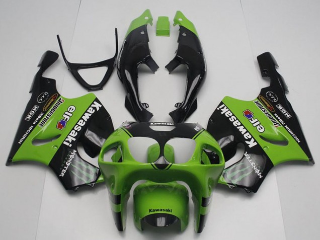 Billige Kawasaki ZX7R Motorrad Verkleidung 1996-2003 - Grun Glanzendes Schwarz Monster Elf