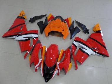 Billige Kawasaki ZX10R Motorrad Verkleidung 2004-2005 - Orange Schwarz und Weiss