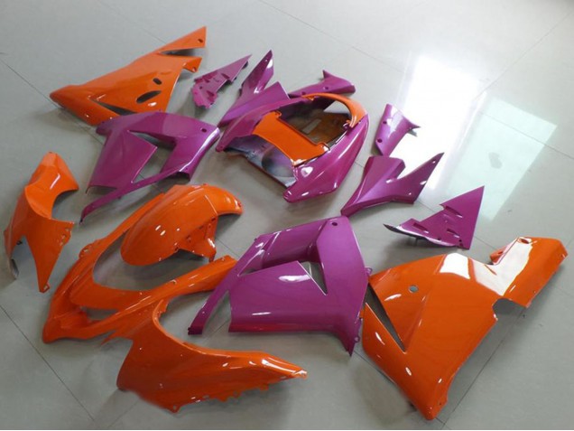 Billige Kawasaki ZX10R Motorrad Verkleidung 2004-2005 - Orange und Rosa