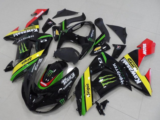 Billige Kawasaki ZX10R Motorrad Verkleidung 2006-2007 - Glanzendes Schwarz Rot Gelb Grun Monster