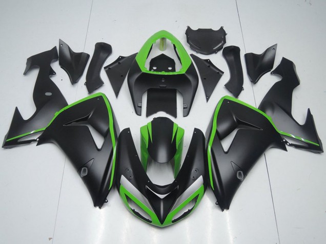 Billige Kawasaki ZX10R Motorrad Verkleidung 2006-2007 - Grun Matt Schwarz