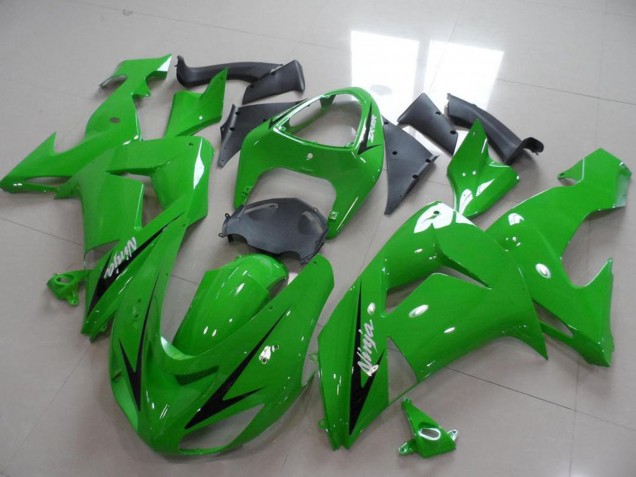 Billige Kawasaki ZX10R Motorrad Verkleidung 2006-2007 - Grun Schwarz Streifen