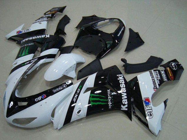 Billige Kawasaki ZX10R Motorrad Verkleidung 2006-2007 - Weiss Glanzendes Schwarz Grun Elf Monster