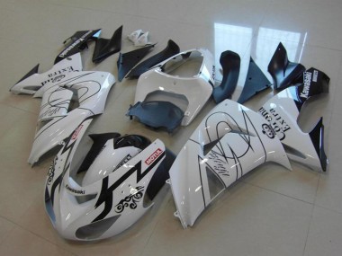 Billige Kawasaki ZX10R Motorrad Verkleidung 2006-2007 - Weiss Schwarz Rot Motul Corona Extra