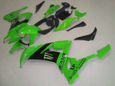 Billige Kawasaki ZX10R Motorrad Verkleidung 2008-2010 - Grun Schwarz Monster Dunlop