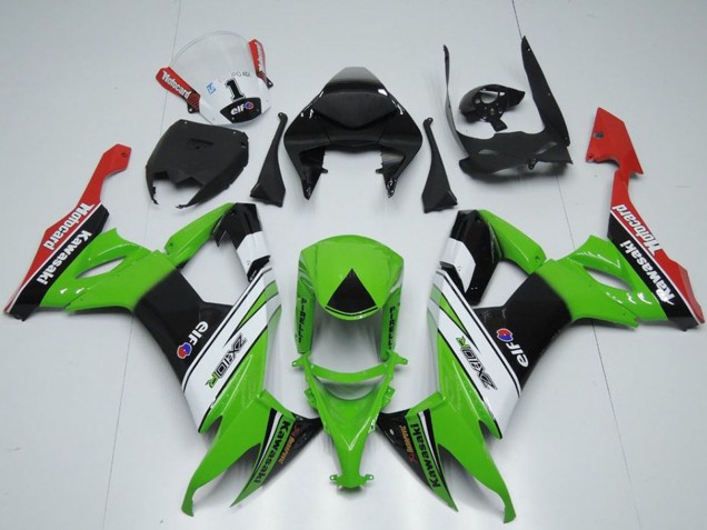 Billige Kawasaki ZX10R Motorrad Verkleidung 2008-2010 - Grun Weiss Schwarz Rot Elf Motorrad