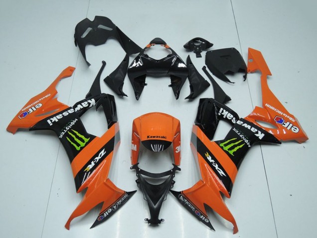 Billige Kawasaki ZX10R Motorrad Verkleidung 2008-2010 - Orange Schwarz Grun Monster