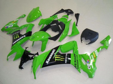 Billige Kawasaki ZX10R Motorrad Verkleidung 2008-2010 - Grun Glanzendes Schwarz Gelb Monster