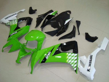 Billige Kawasaki ZX10R Motorrad Verkleidung 2008-2010 - Weiss Grun Glanzendes Schwarz