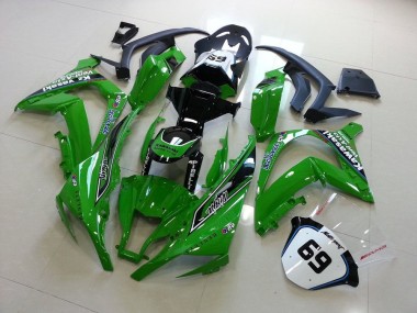 Billige Kawasaki ZX10R Motorrad Verkleidung 2011-2015 - Grun Glanzendes Schwarz Elf Henleys Vent-Axia 69