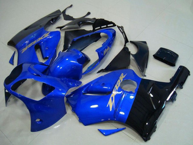 Billige Kawasaki ZX12R Motorrad Verkleidung 2000-2001 - Blau Glanzendes Schwarz