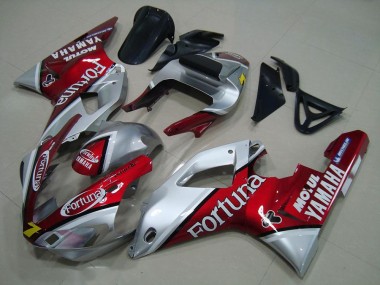 Billige Yamaha YZF R1 Motorrad Verkleidung 2000-2001 - Silber Rot Fortuna Motul 7