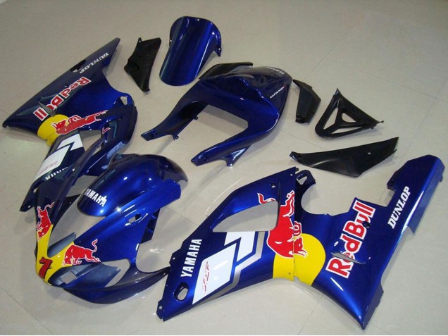 Billige Yamaha YZF R1 Motorrad Verkleidung 2000-2001 - Blau Weiss Gelb Red Bull