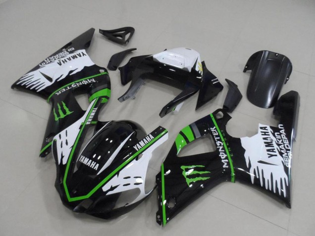 Billige Yamaha YZF R1 Motorrad Verkleidung 2000-2001 - Weiss Schwarz Grun Monster