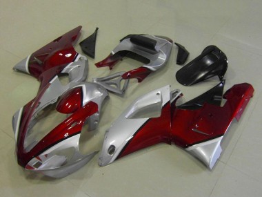 Billige Yamaha YZF R1 Motorrad Verkleidung 2000-2001 - Silber Kastanienbraun Rot