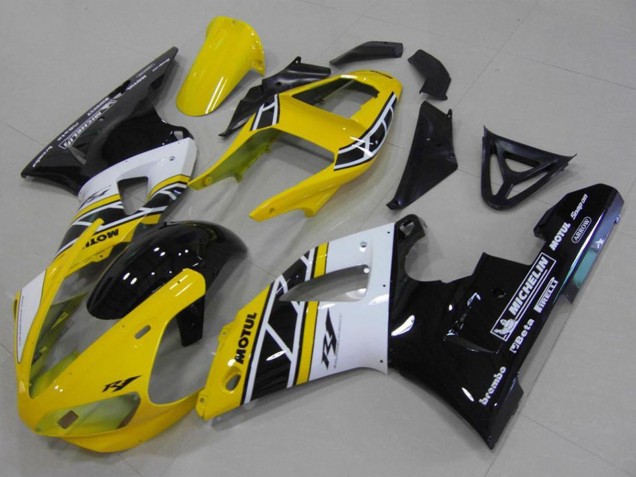 Billige Yamaha YZF R1 Motorrad Verkleidung 2000-2001 - Gelb Weiss Schwarz Jubilaum Motul Michelin
